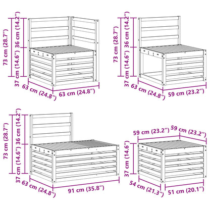 7 pcs Outdoor Sofa Set Solid Acacia Wood White