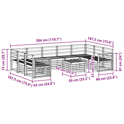 Outdoor Sofa Set 10 pcs White 59 x 59 x 37 cm Solid Acacia Wood