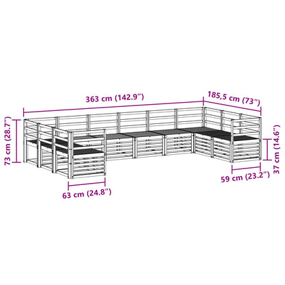 Outdoor Sofa Set 10 pcs White 363 x 185.5 x 73 cm
