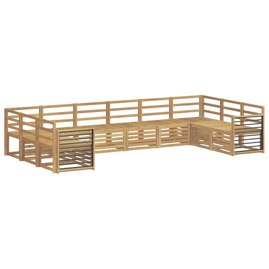 Outdoor Sofa Set 10 pcs White Solid Acacia Wood