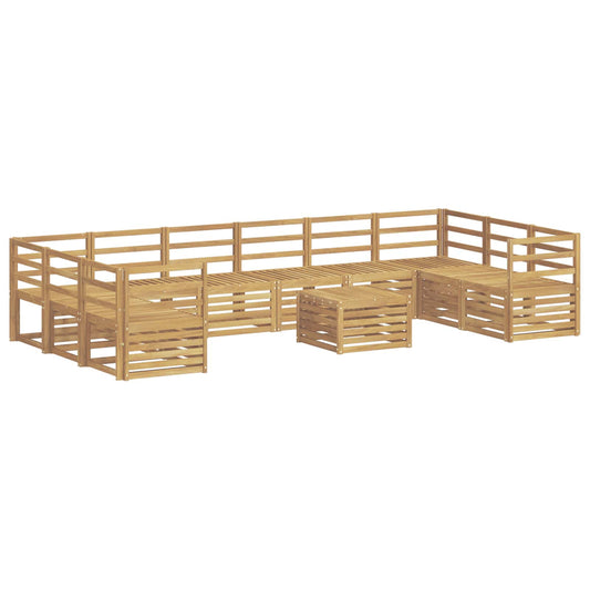 Outdoor Sofa Set 11 pcs White Solid Acacia Wood