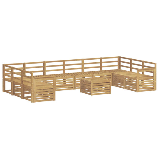 Outdoor Sofa Set 11 pcs White Solid Acacia Wood