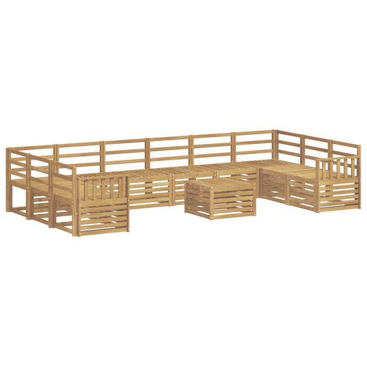 Outdoor Sofa Set 11 pcs White Solid Acacia Wood