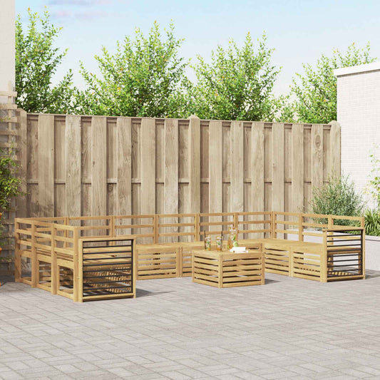 Outdoor Sofa Set 11 pcs White Solid Acacia Wood