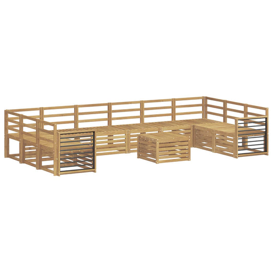 Outdoor Sofa Set 11 pcs White Solid Acacia Wood