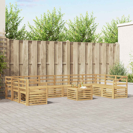 Outdoor Sofa Set 11 pcs White Solid Acacia Wood