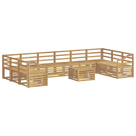 Outdoor Sofa Set 11 pcs White Solid Acacia Wood