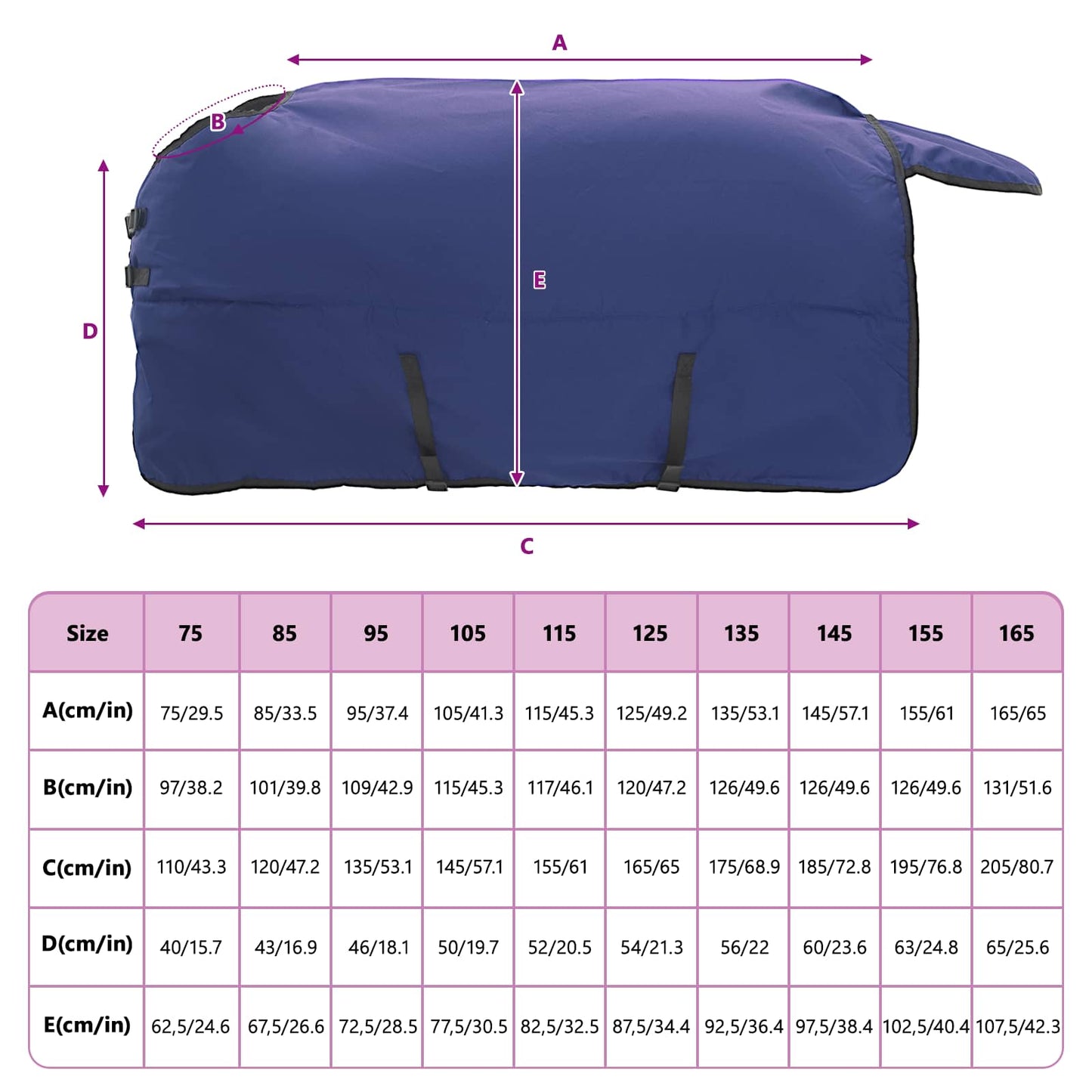 Horse Blanket Full Navy Blue 145 cm Polyester
