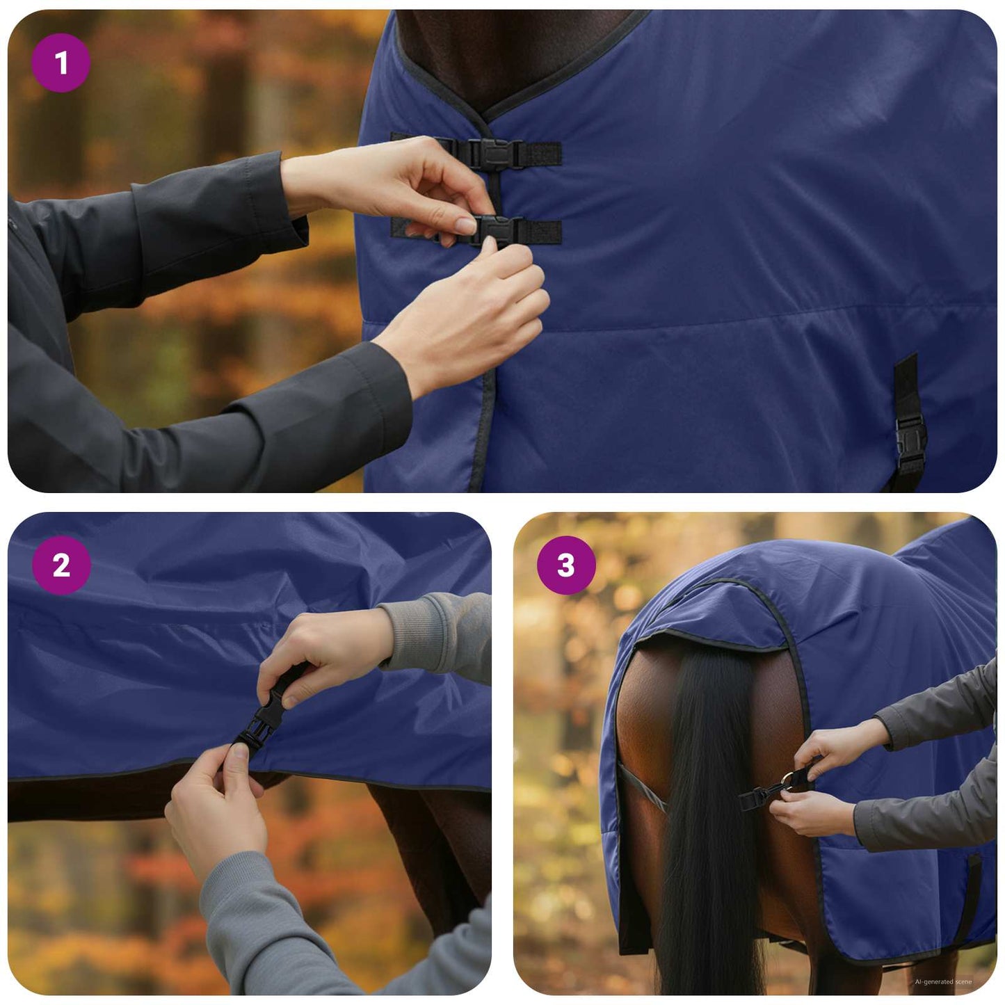 Horse Blanket Full Navy Blue 155 cm Polyester