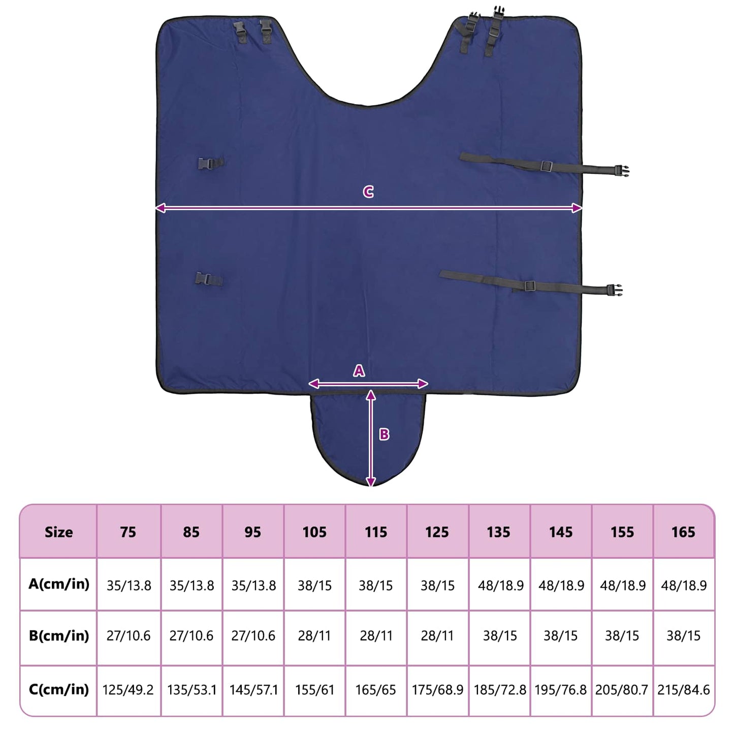 Horse Blanket Full Navy Blue 165 cm Polyester