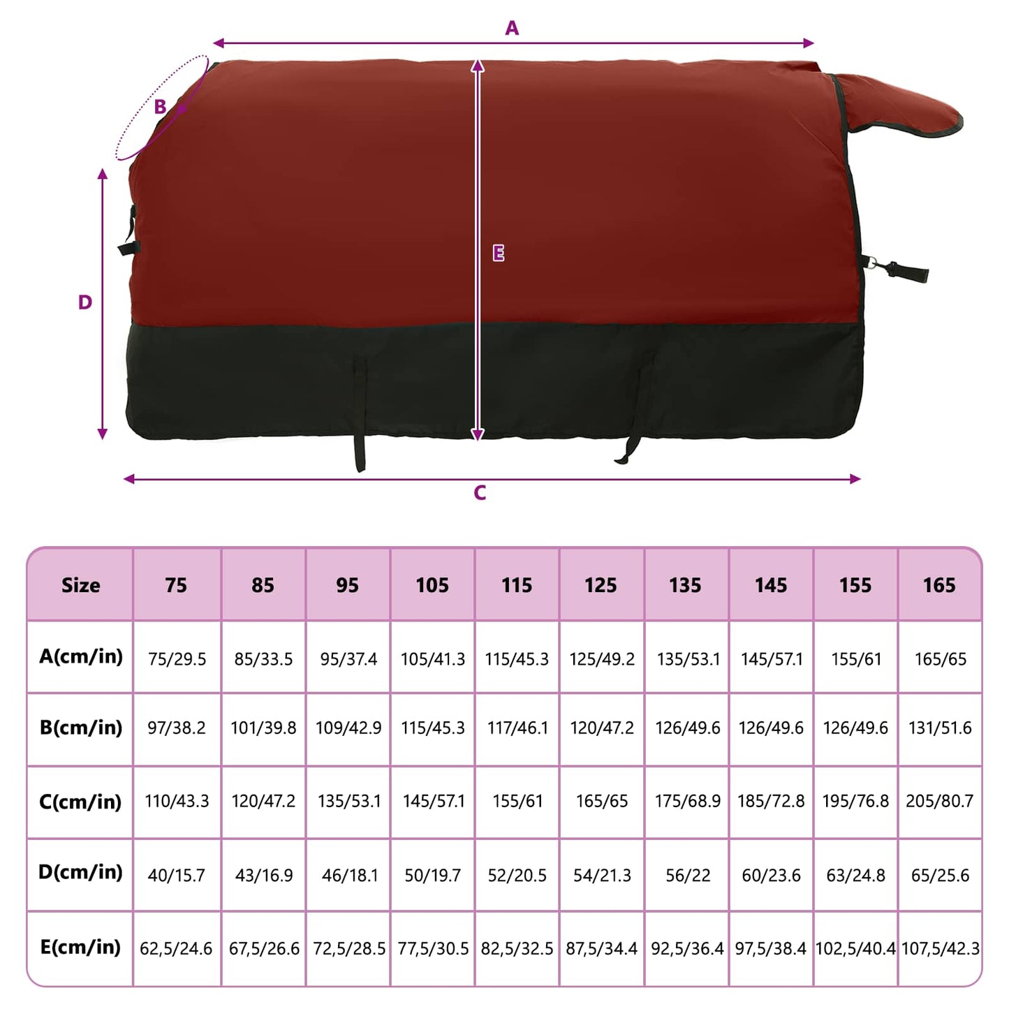 Horse Blanket Bordeaux and Black 75 cm Polyester