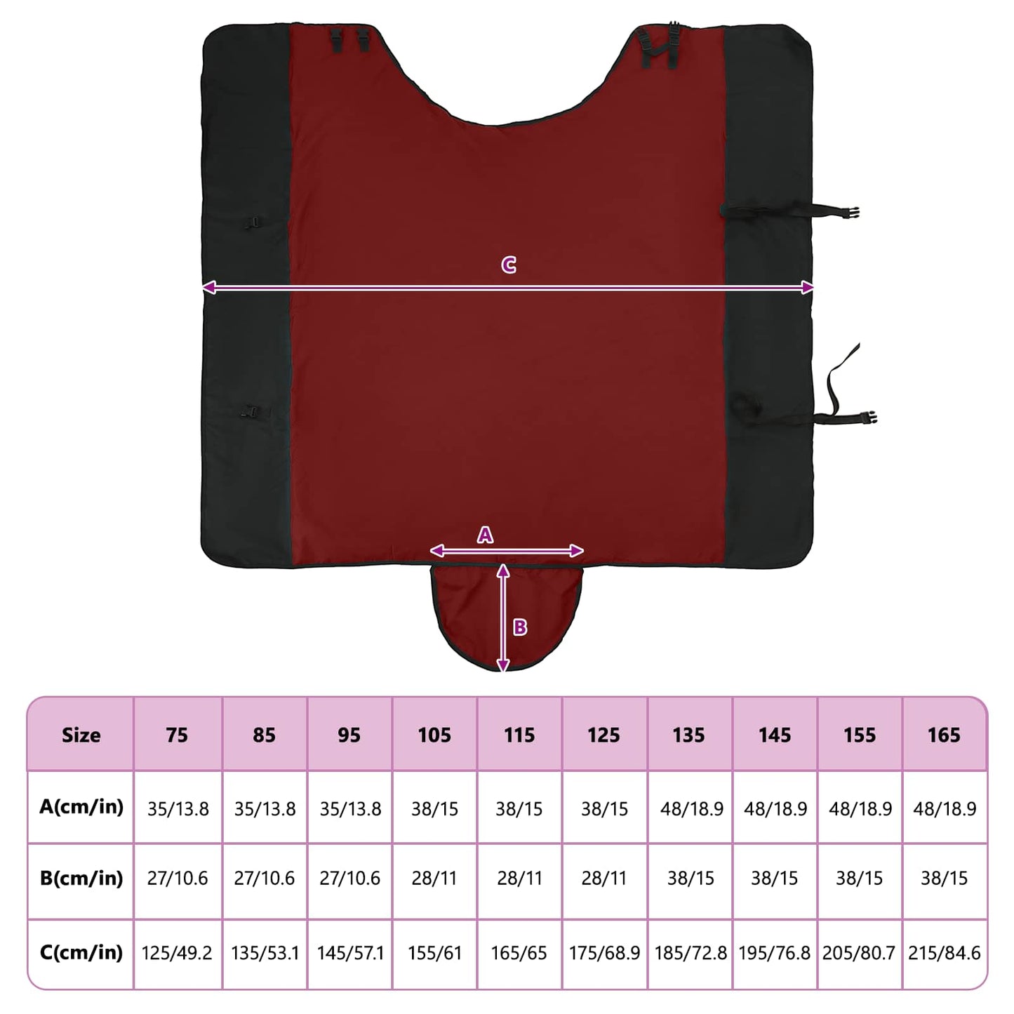 Horse Blanket Bordeaux and Black 95 cm Polyester