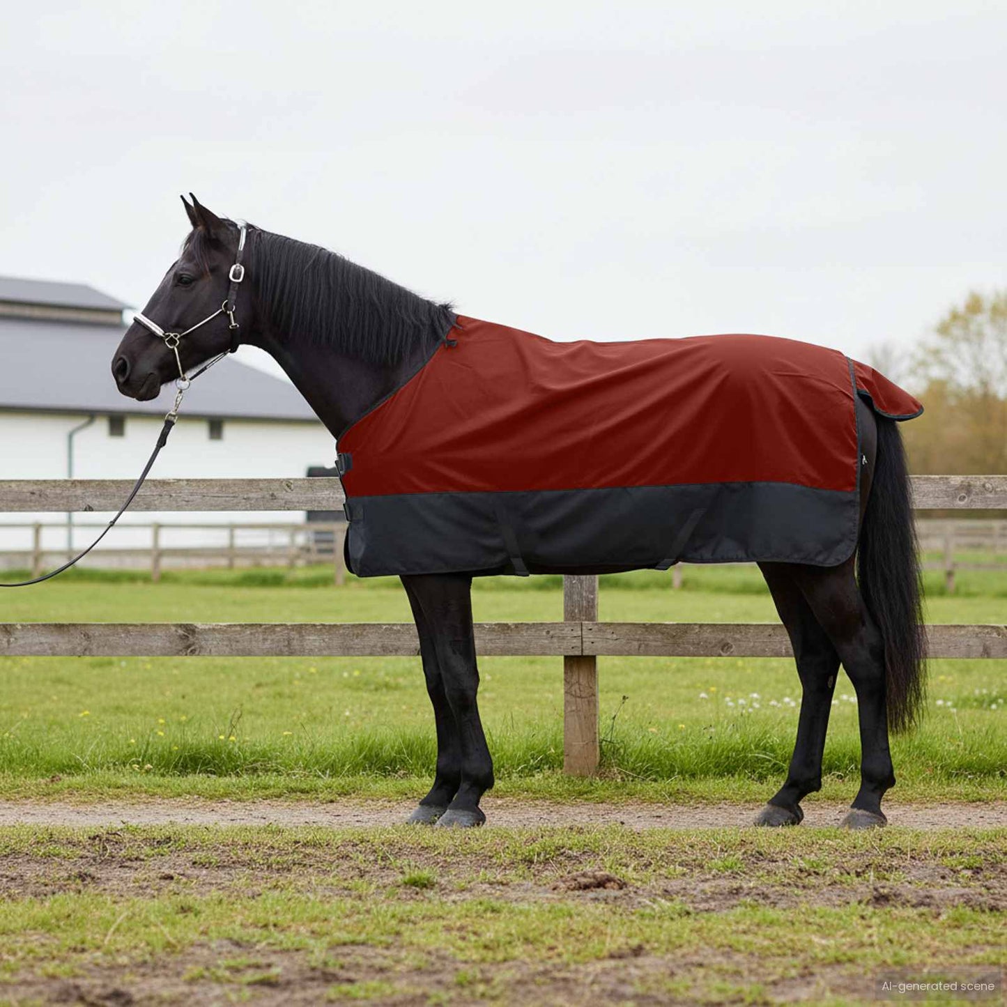 Horse Blanket Bordeaux and Black 135 cm Polyester