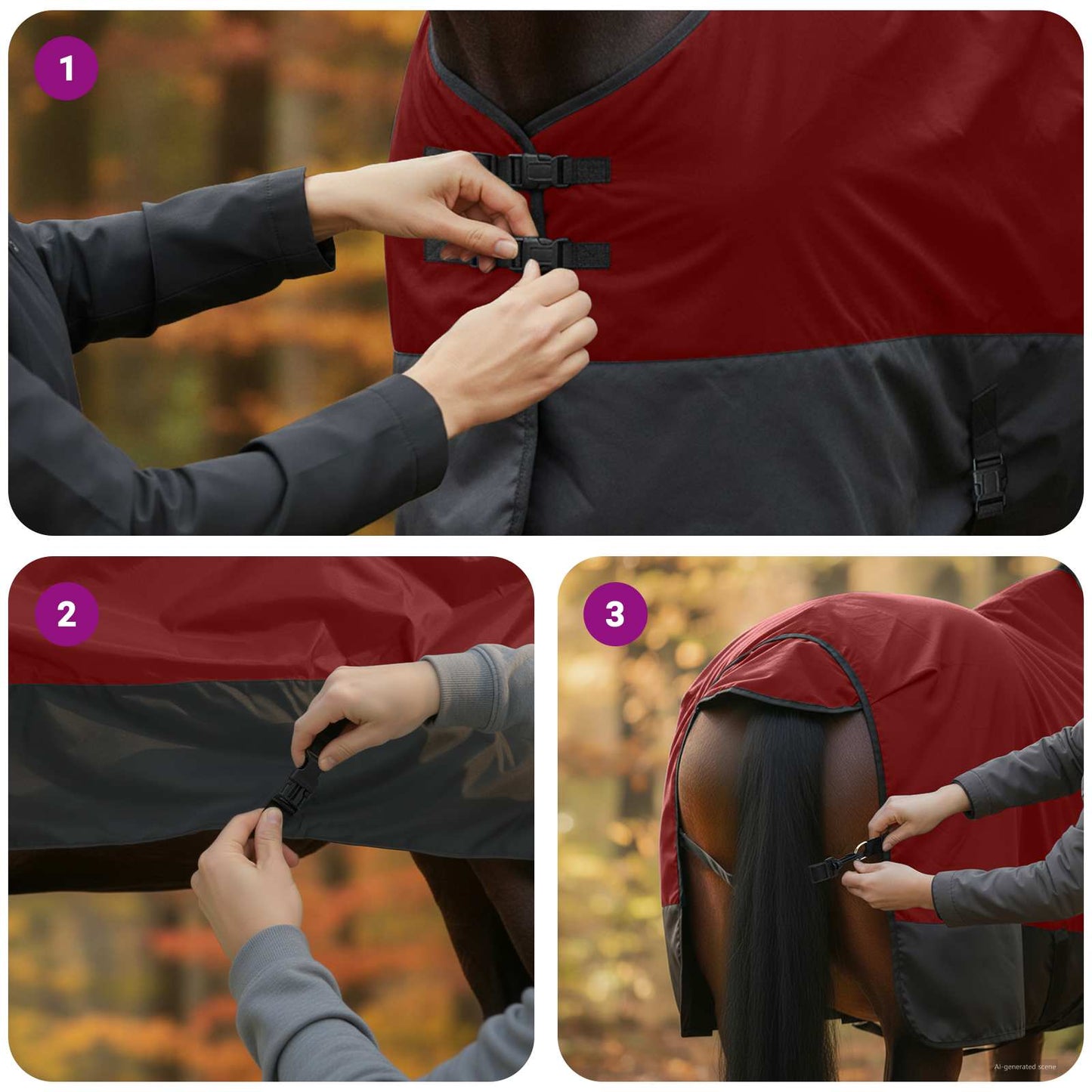 Horse Blanket Bordeaux and Black 145 cm Polyester