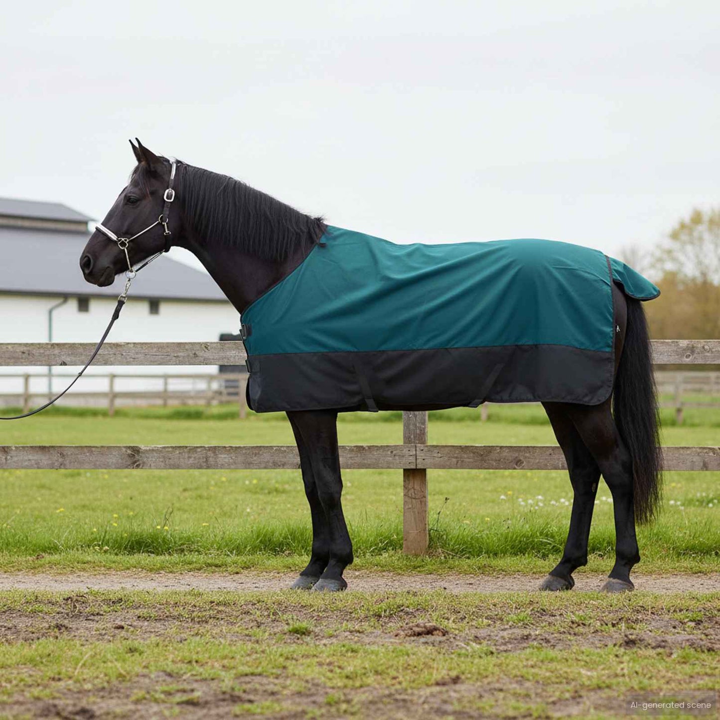 Horse Blanket Dark Green and Black 95 cm Polyester