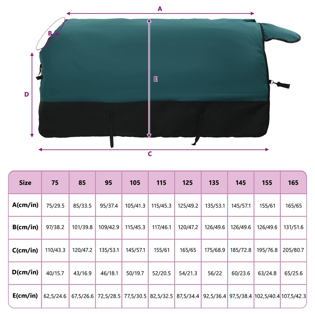 Horse Blanket Dark Green and Black 135 cm Polyester