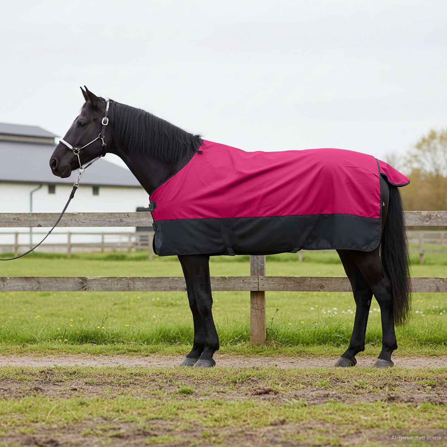 Horse Blanket Pink and Black 145 cm Polyester
