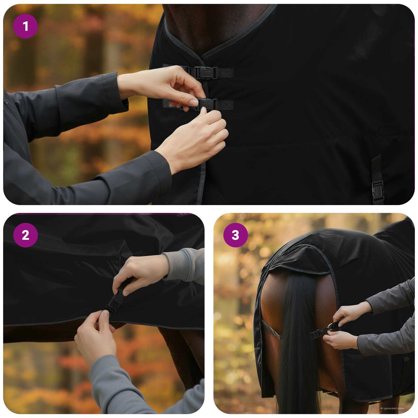 Horse Blanket Full Black 105 cm Polyester
