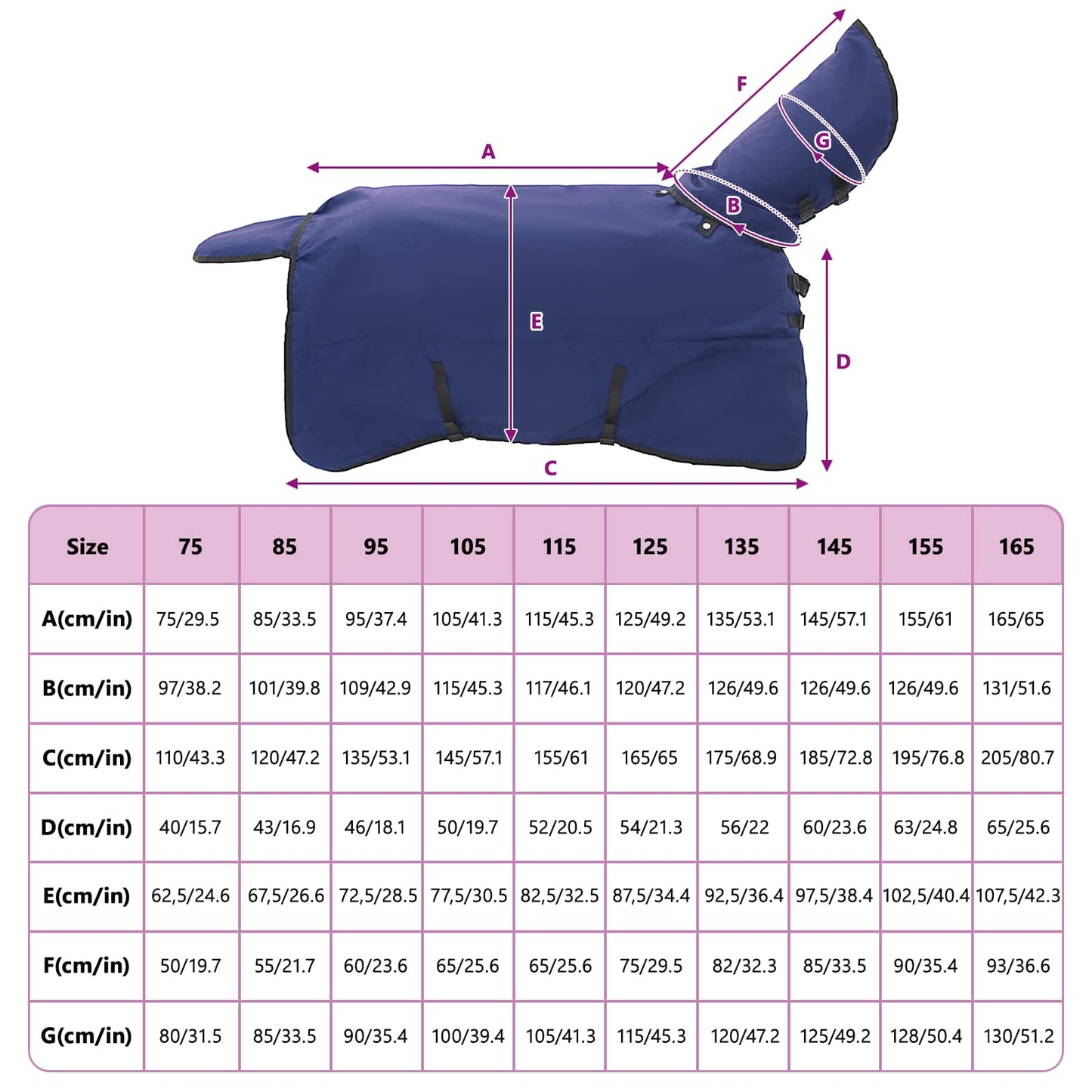 Horse Blanket Full Navy Blue 155 cm Polyester