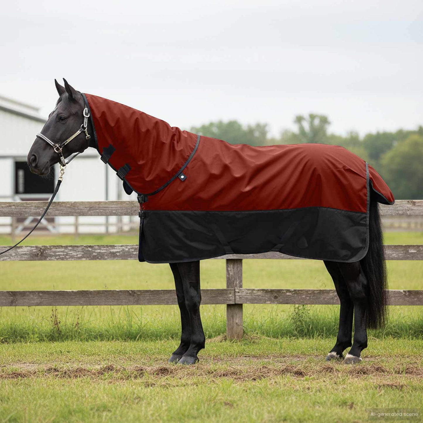 Horse Blanket Bordeaux and Black 125 cm Polyester