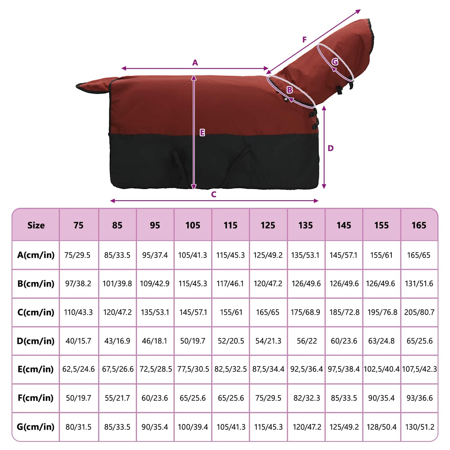 Horse Blanket Bordeaux and Black 125 cm Polyester
