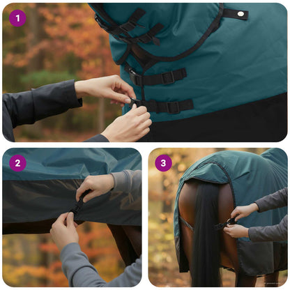 Horse Blanket Dark Green and Black 135 cm Polyester