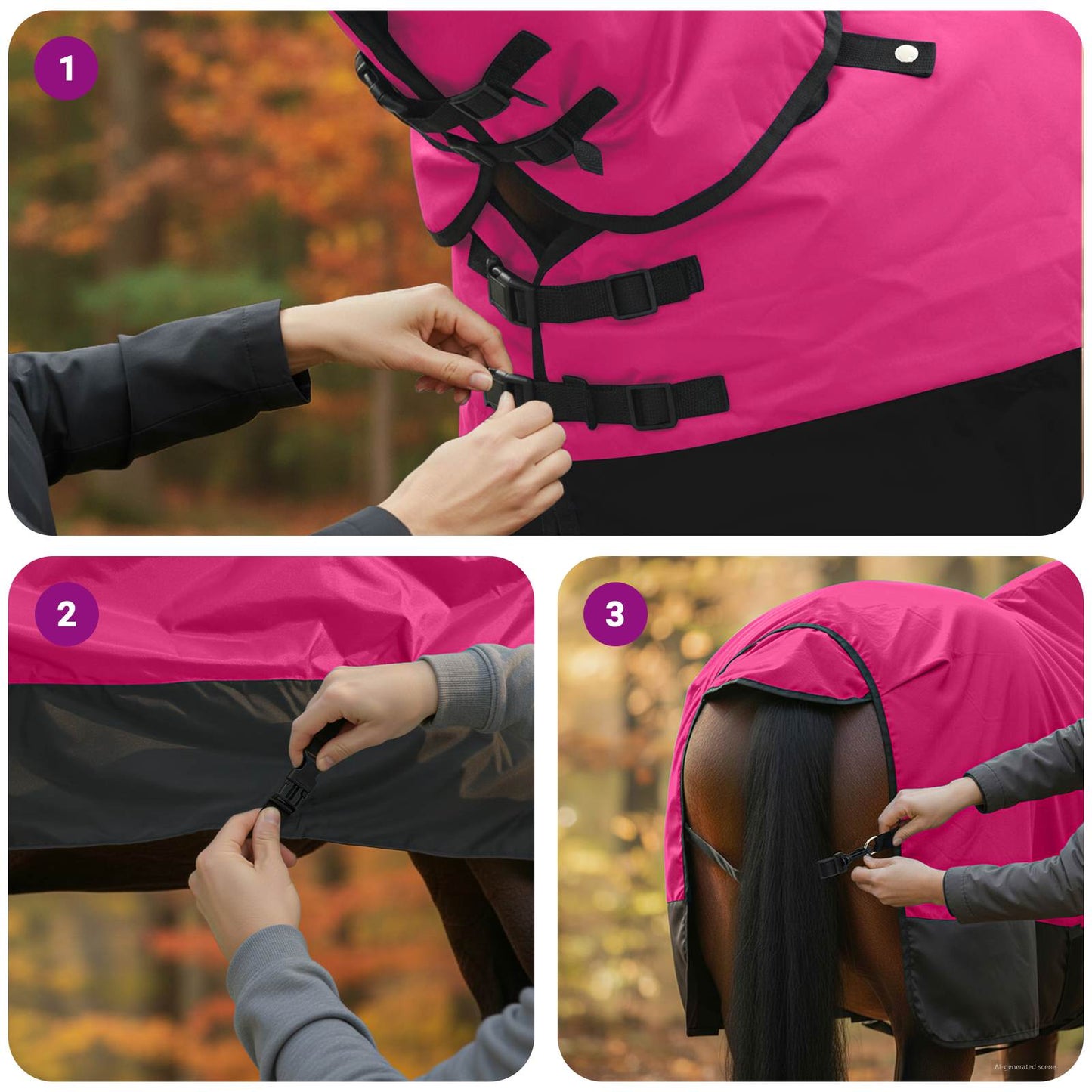 Horse Blanket Pink and Black 155 cm Polyester