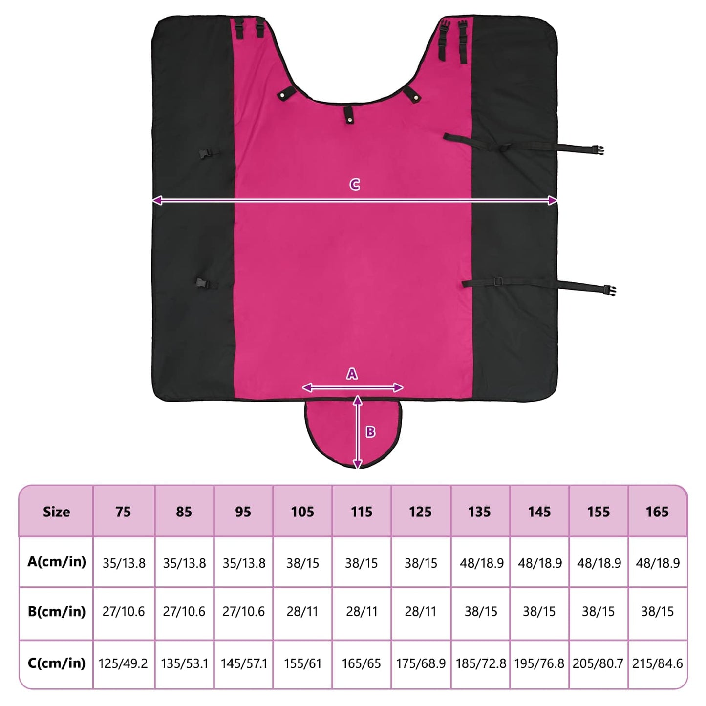 Horse Blanket Pink and Black 155 cm Polyester