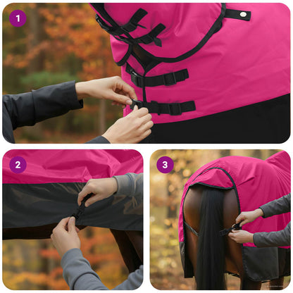 Horse Blanket Pink and Black 165 cm Polyester