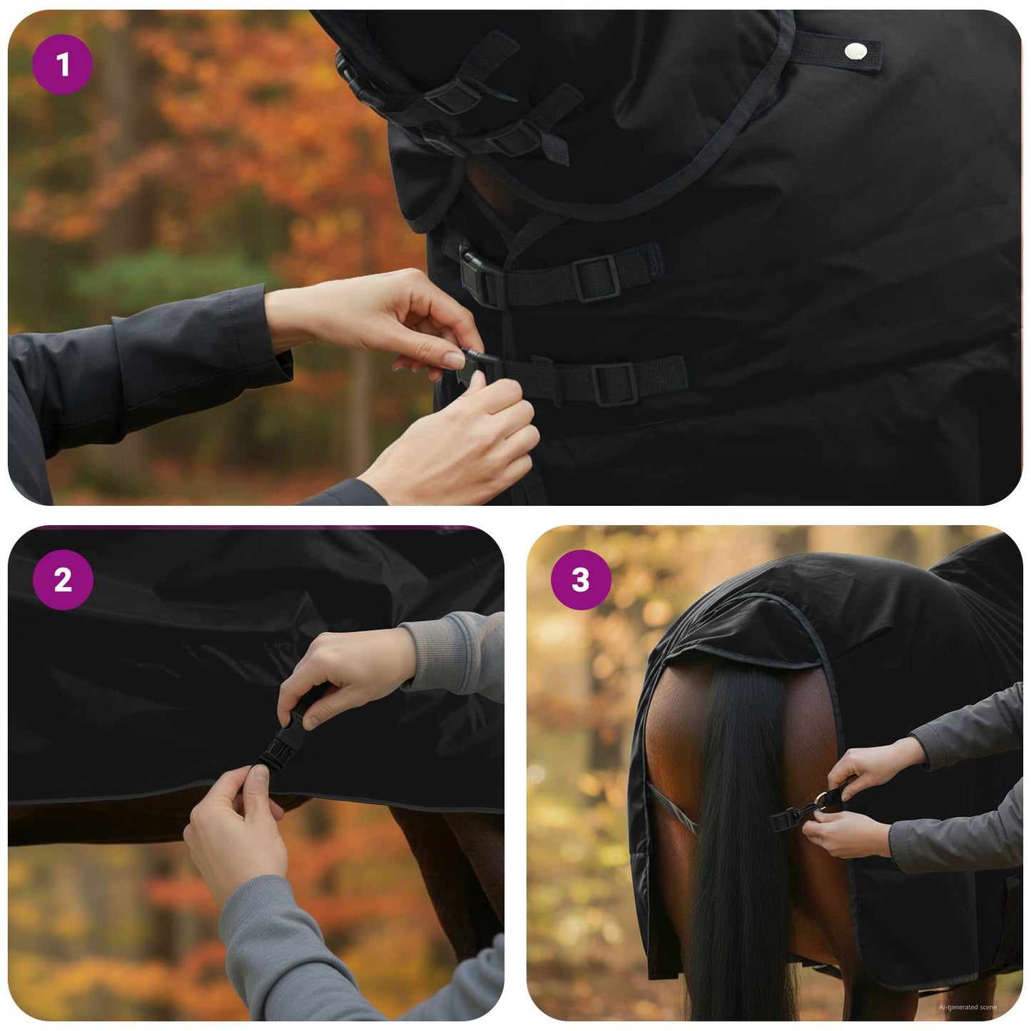 Horse Blanket Full Black 95 cm Polyester