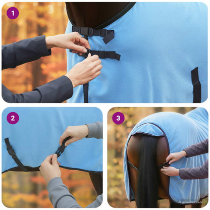 Horse Blanket Full Aqua 75 cm Polyester Fleece