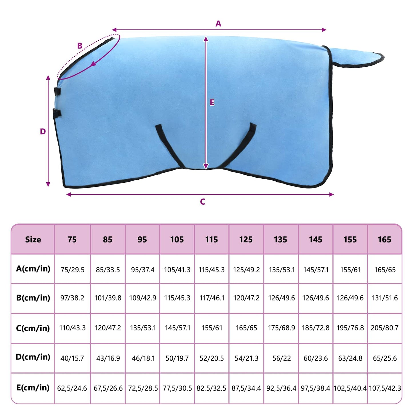 Horse Blanket Full Aqua 75 cm Polyester Fleece