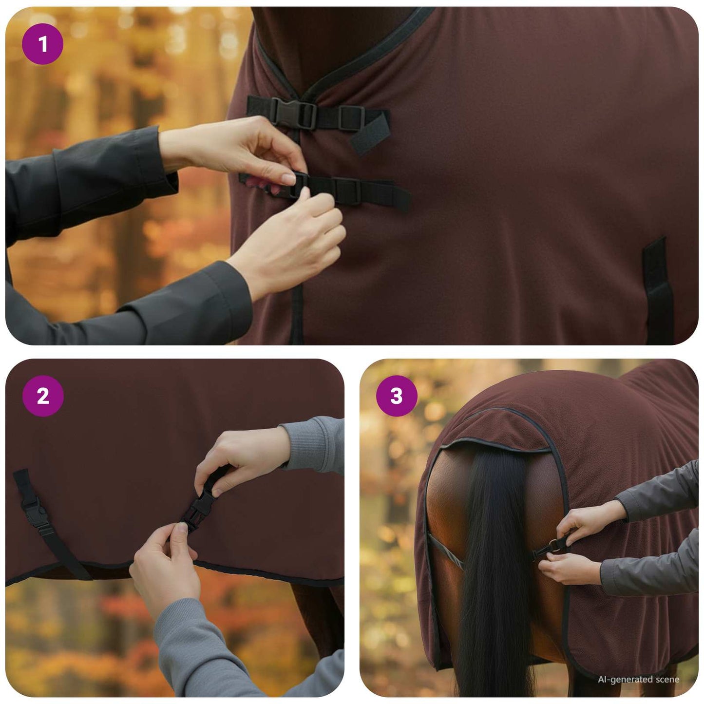Horse Blanket Full Dark Brown 75 cm Polyester Fleece