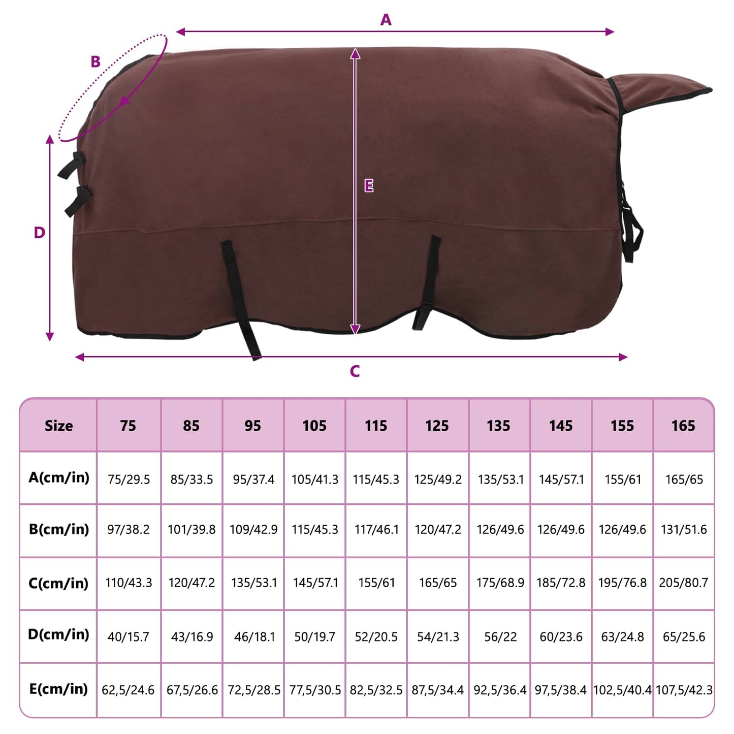 Horse Blanket Full Dark Brown 135 cm Polyester Fleece