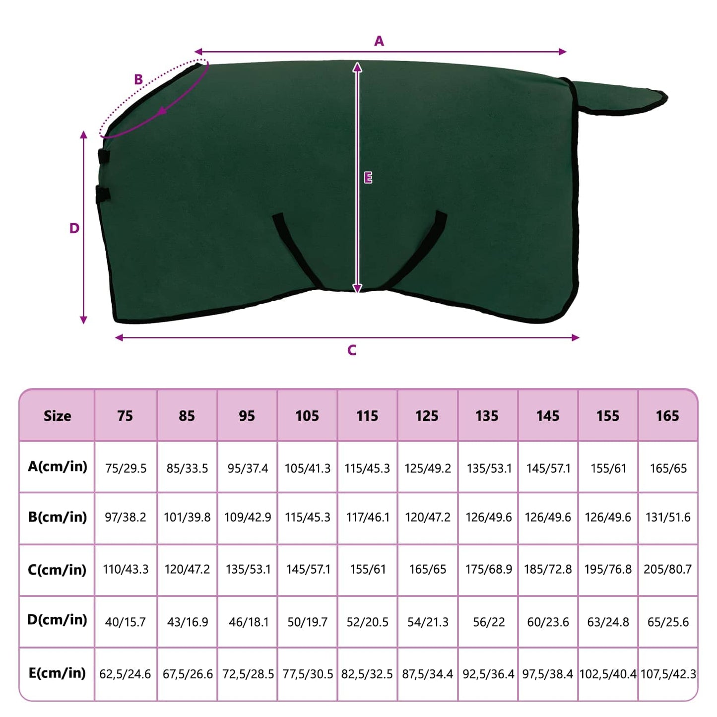 Horse Blanket Full Dark Green 75 cm Polyester Fleece