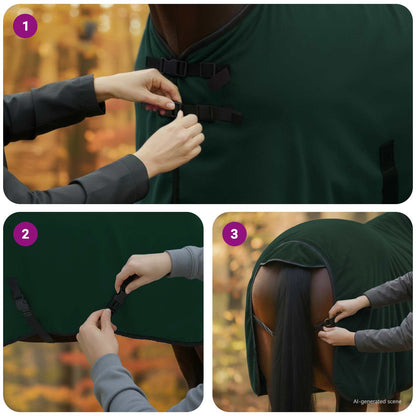 Horse Blanket Full Dark Green 95 cm Polyester Fleece