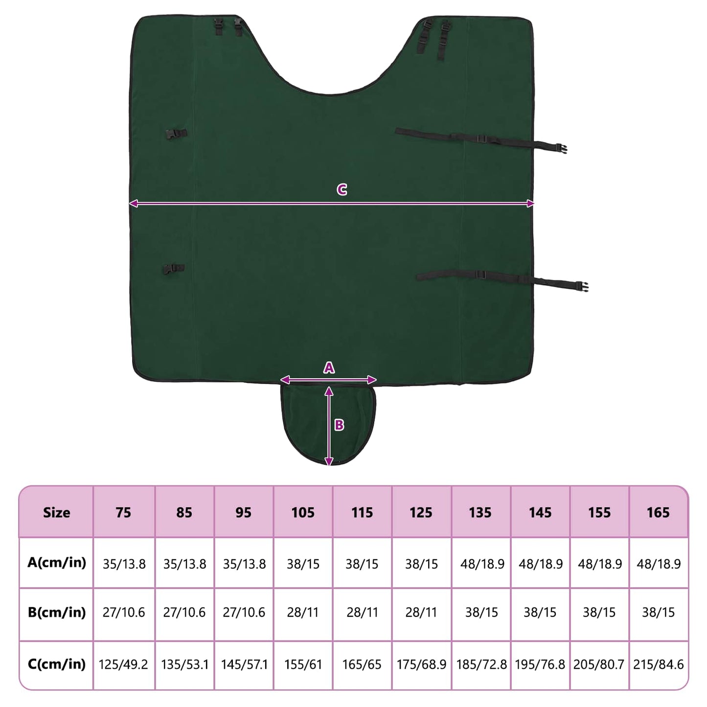 Horse Blanket Full Dark Green 145 cm Polyester Fleece
