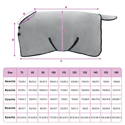 Horse Blanket Full Light Grey and Pink 85 cm Polyester Fleece