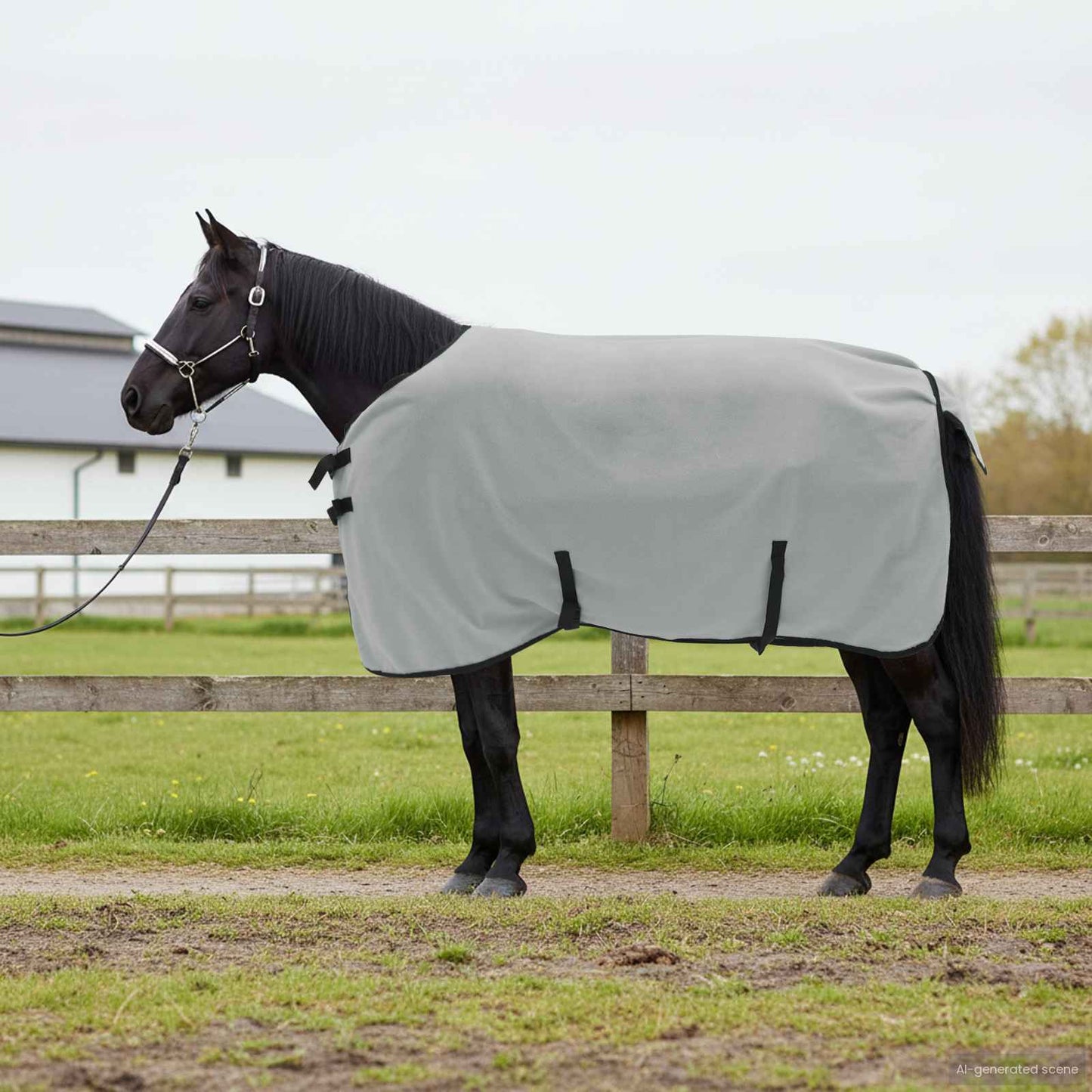 Horse Blanket Full Light Grey and Pink 115 cm Polyester Fleece