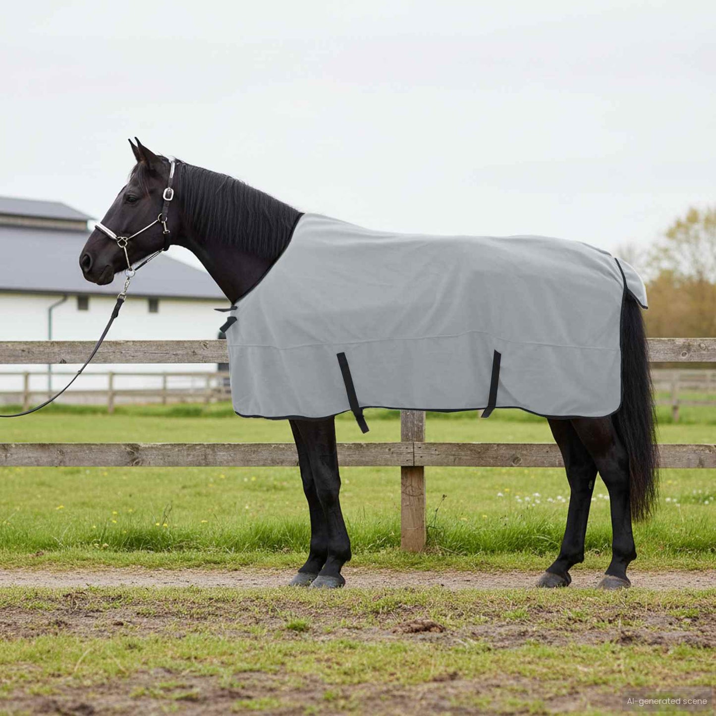 Horse Blanket Full Light Grey and Pink 125 cm Polyester Fleece