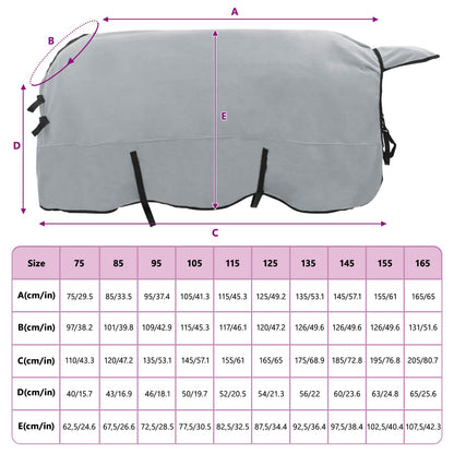 Horse Blanket Full Light Grey and Pink 135 cm Polyester Fleece