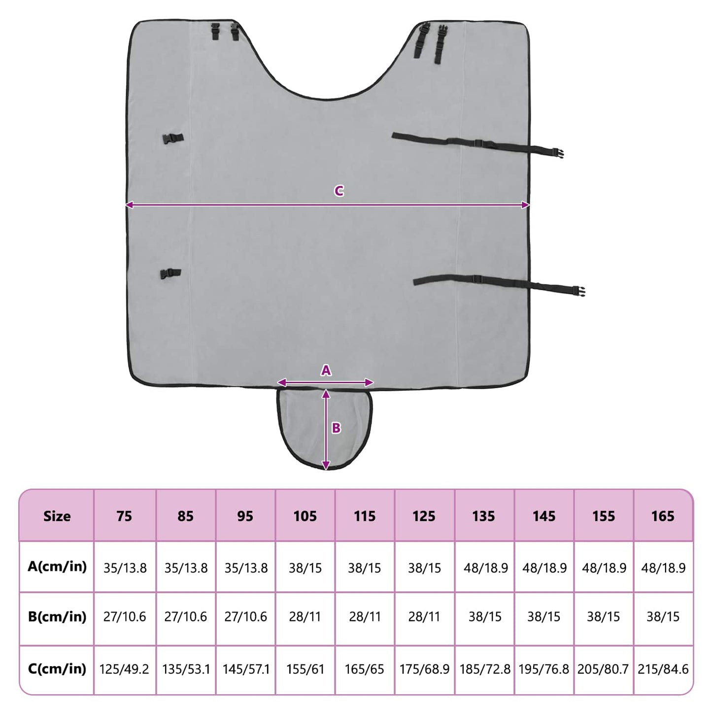 Horse Blanket Full Light Grey and Pink 165 cm Polyester Fleece