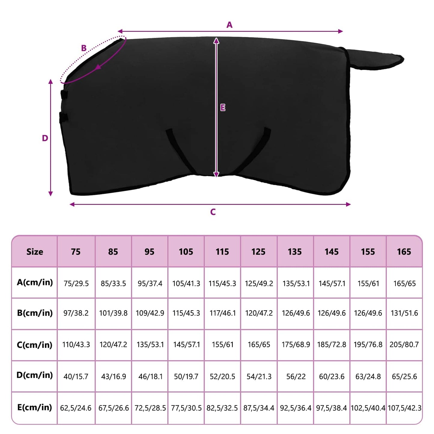 Horse Blanket Black 75 cm Polyester Fleece