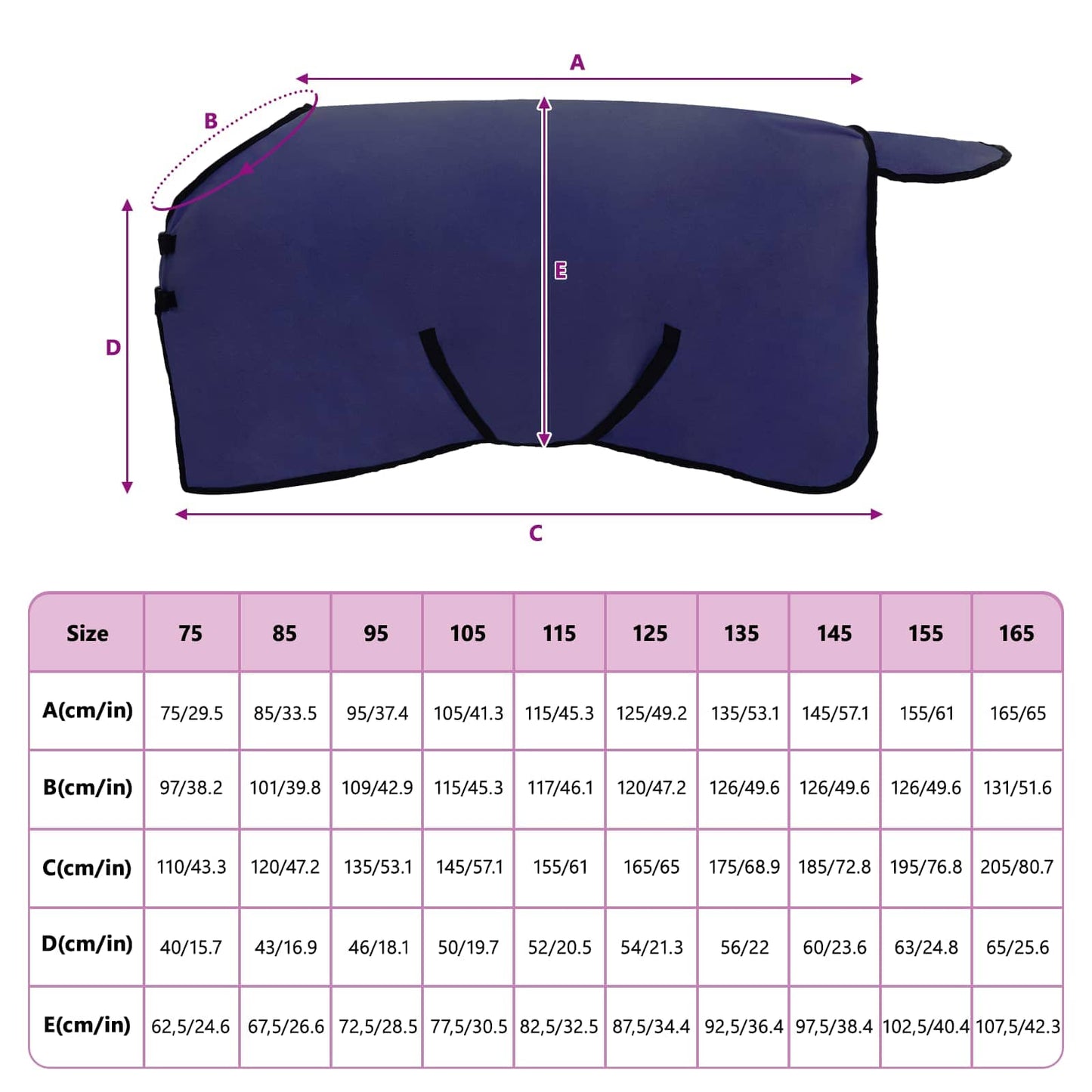 Horse Blanket Navy Blue 85 cm Polyester Fleece