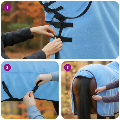 Horse Blanket Full Aqua 135 cm Polyester Fleece