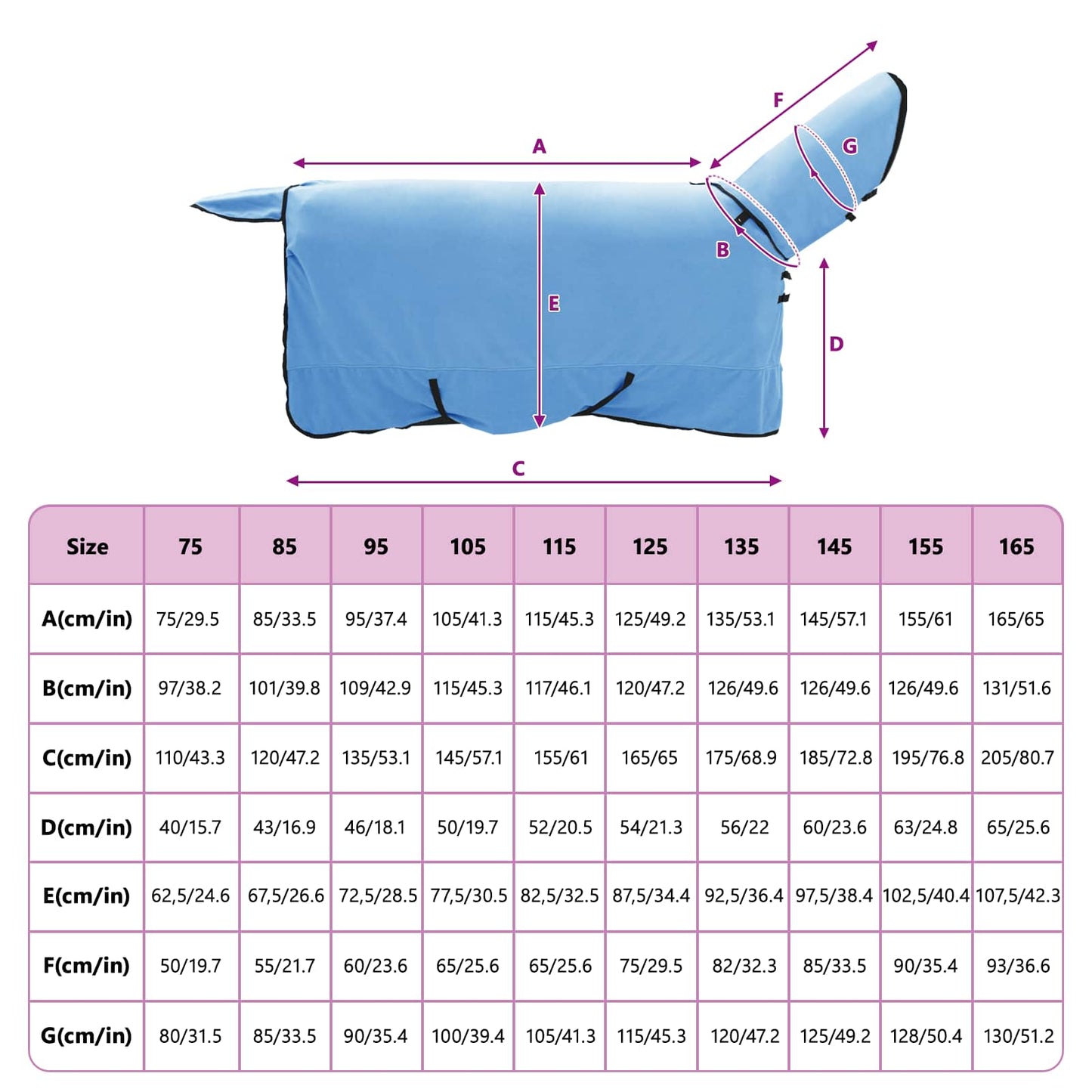 Horse Blanket Full Aqua 145 cm Polyester Fleece