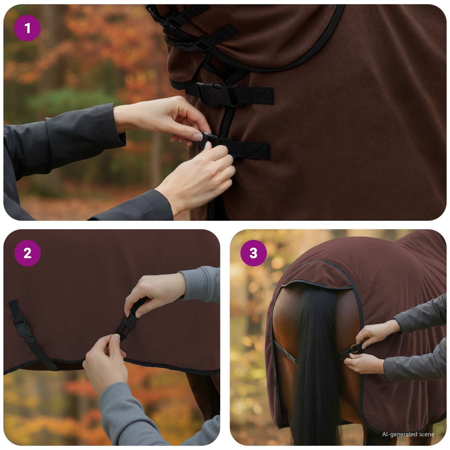 Horse Blanket Full Dark Brown 85 cm Polyester Fleece