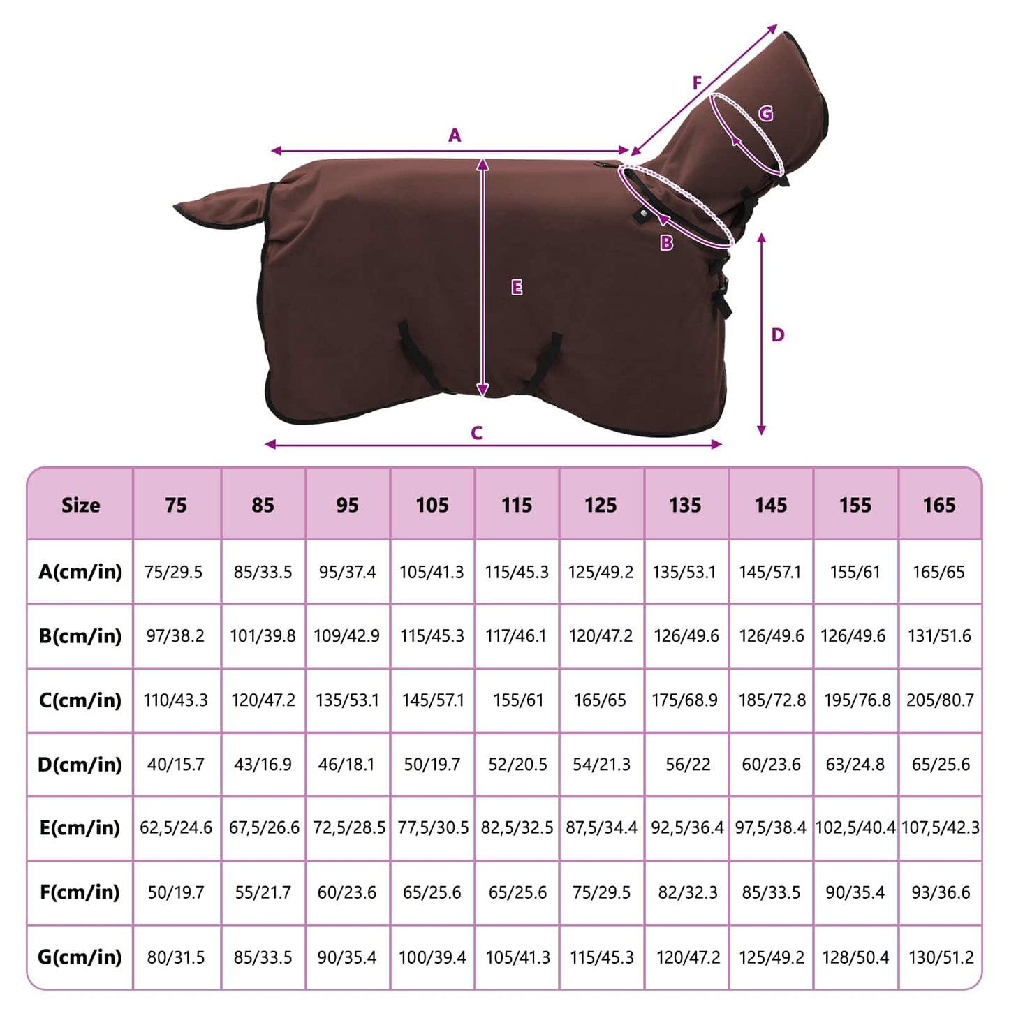 Horse Blanket Full Dark Brown 85 cm Polyester Fleece