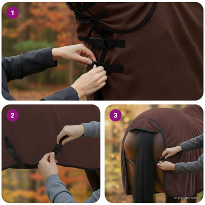 Horse Blanket Full Dark Brown 95 cm Polyester Fleece