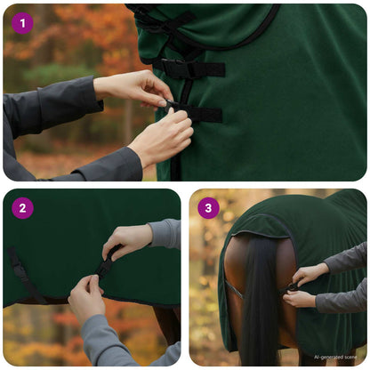 Horse Blanket Full Dark Green 115 cm Polyester Fleece